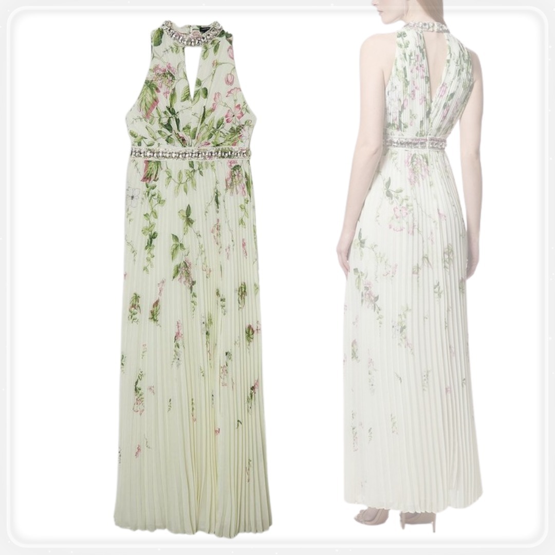 【Karen Millen】ホルターネック プリーツ スリット ドレス