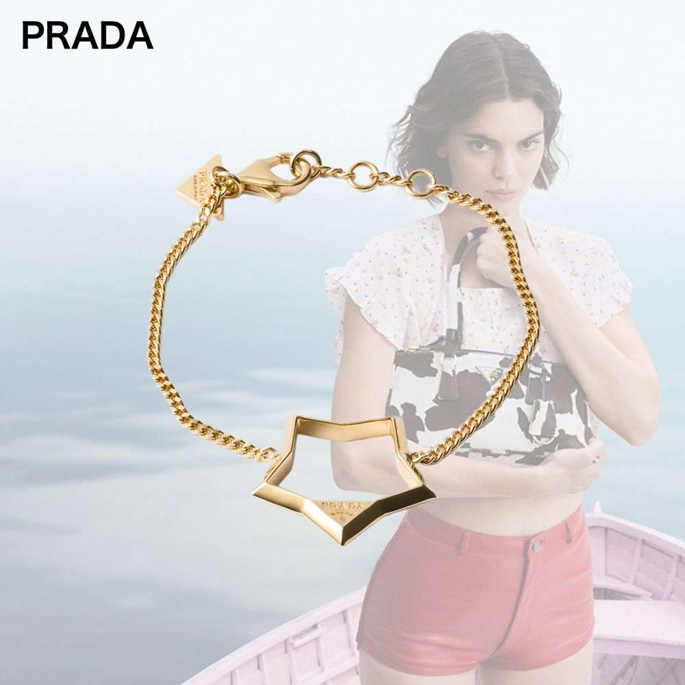 【希少】PRADA ロゴ スナップフック留め メタル ブレスレット