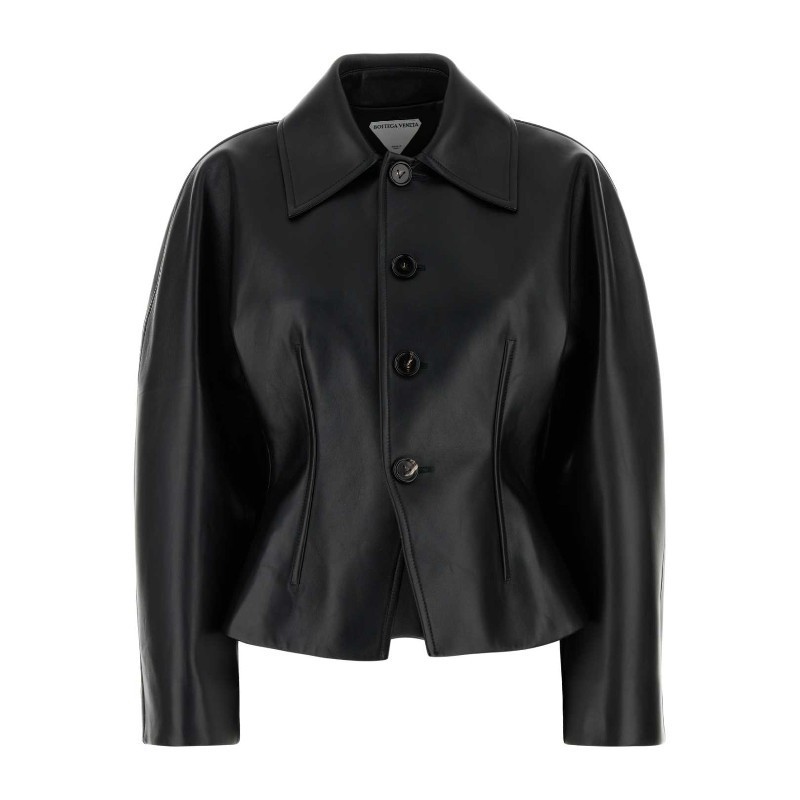 レザージャケット・コート BOTTEGA VENETA FW25 Black leather jacket (837573V5BX0 1000)