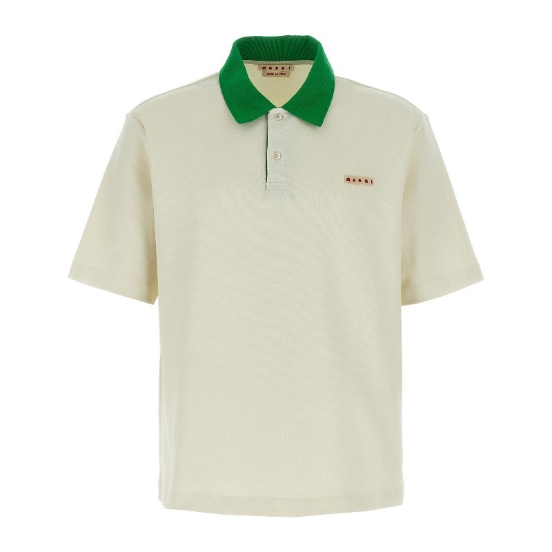 Tシャツ・カットソー MARNI FW25 Logo patch polo shirt (POMU0045LXUTC492 00W09)