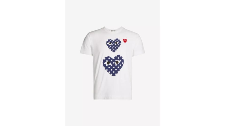 【Comme des Garcons】 Heart-print cotton-jersey T-shirt