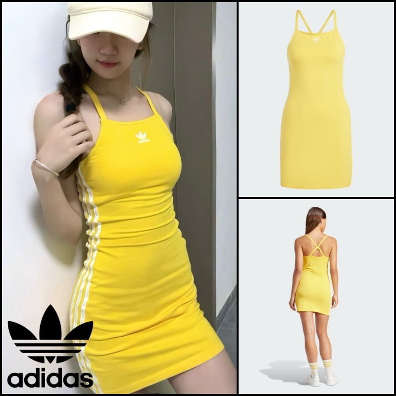 ☆Adidas☆Originals Adicolor 3-Stripes Mini Dress Yellow