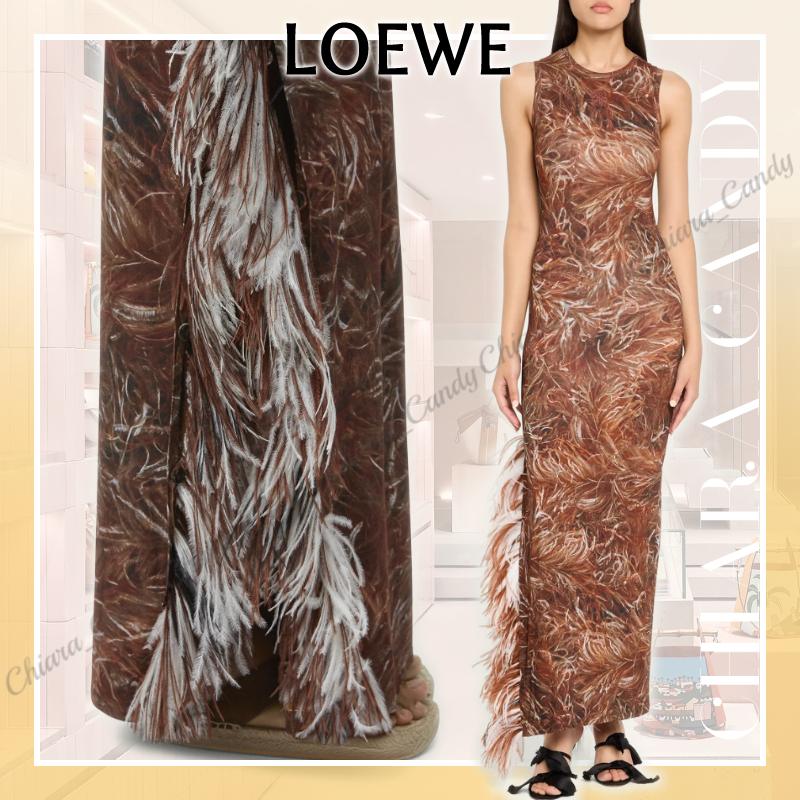 【25AW NEW】LOEWE / ストレッチモダール フェザータンクドレス