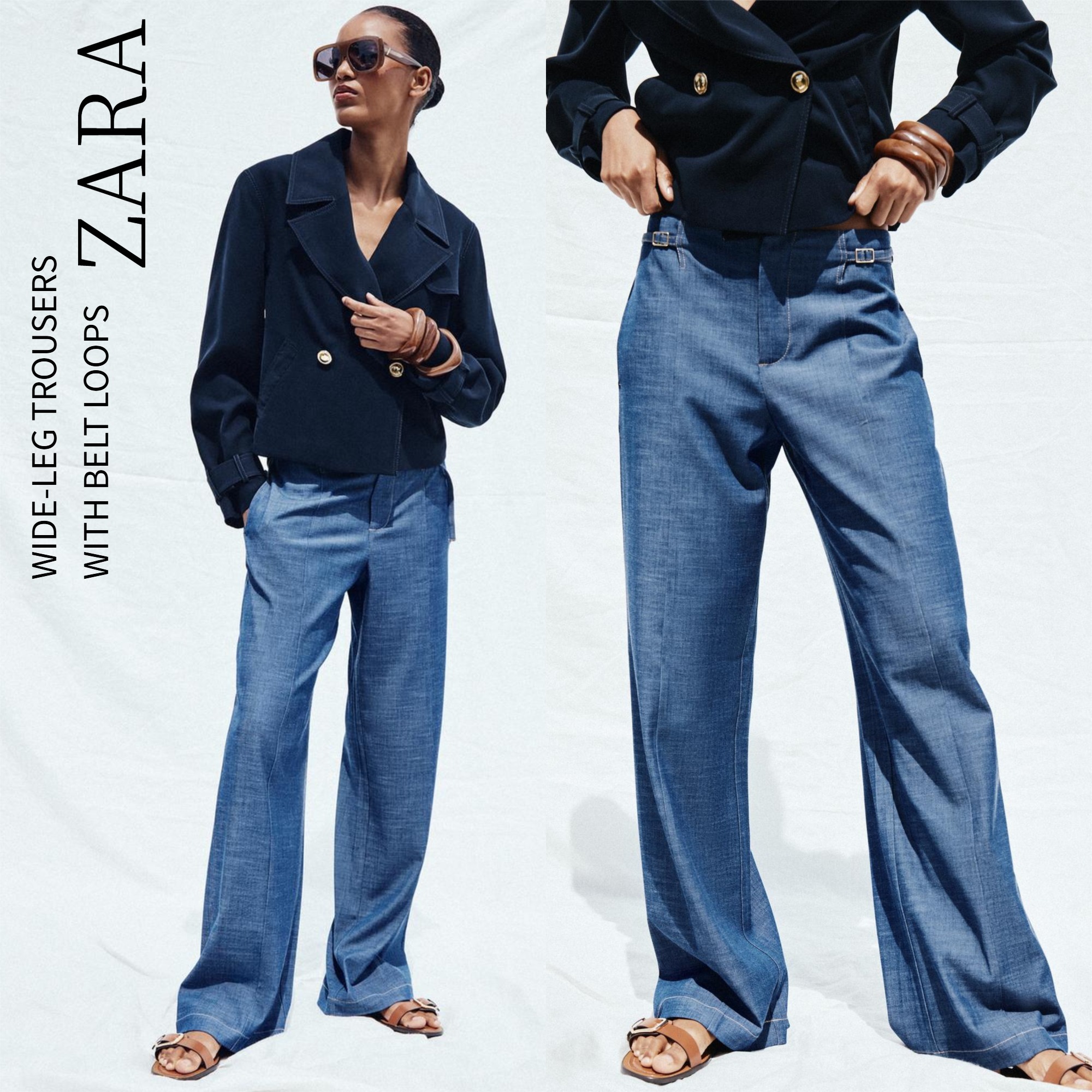 ZARA【NEW】WIDE-LEG TROUSERS WITH BELT LOOPS