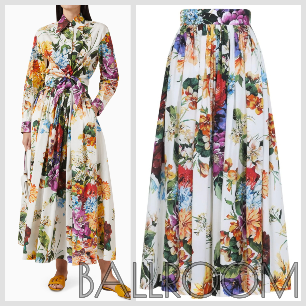 スカート DG2668 BOUQUET FLOWER-PRINT WIDE SKIRT
