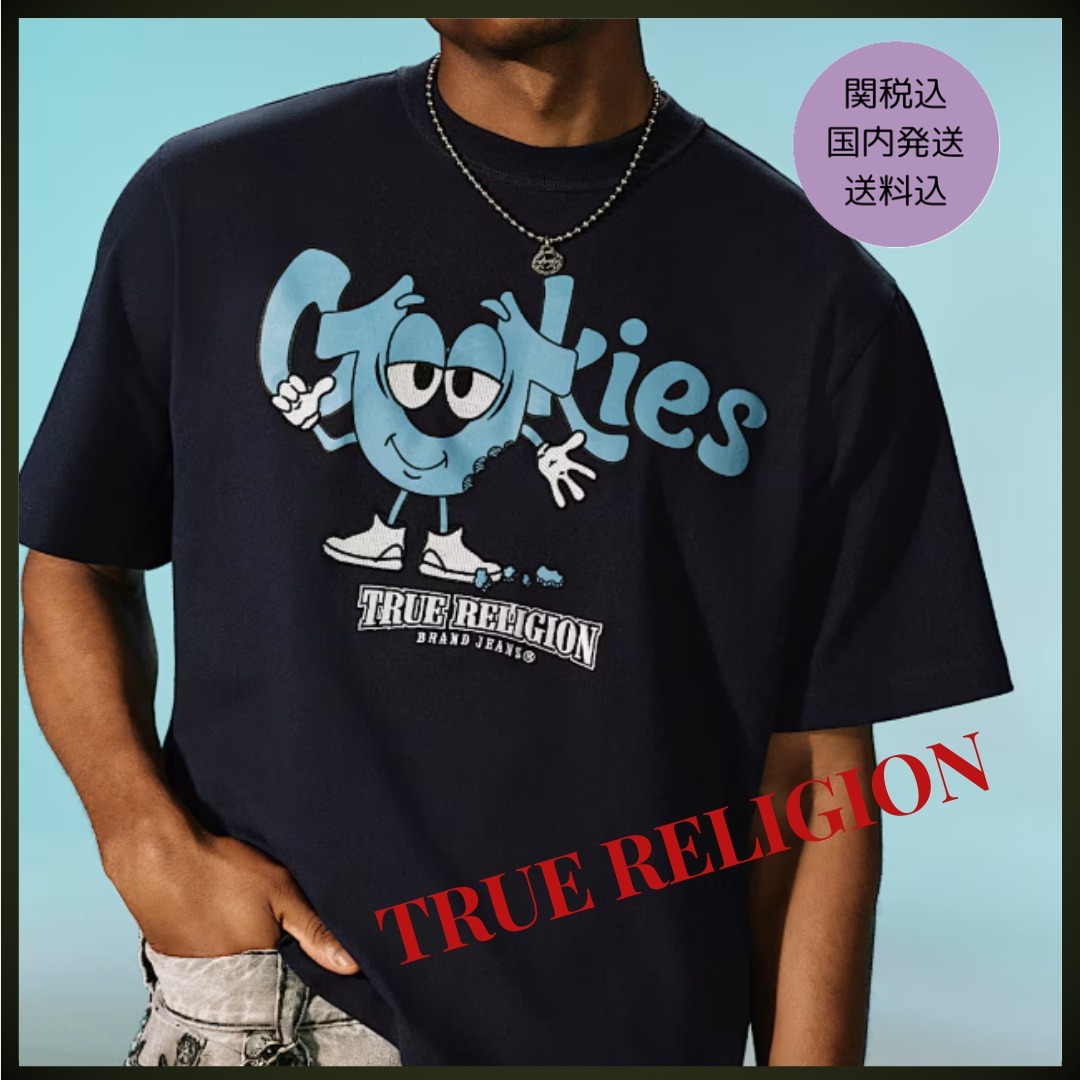 【TRUE RELIGION】x COOKIES SHOEY BOXY 半袖 Tシャツ ネイビー