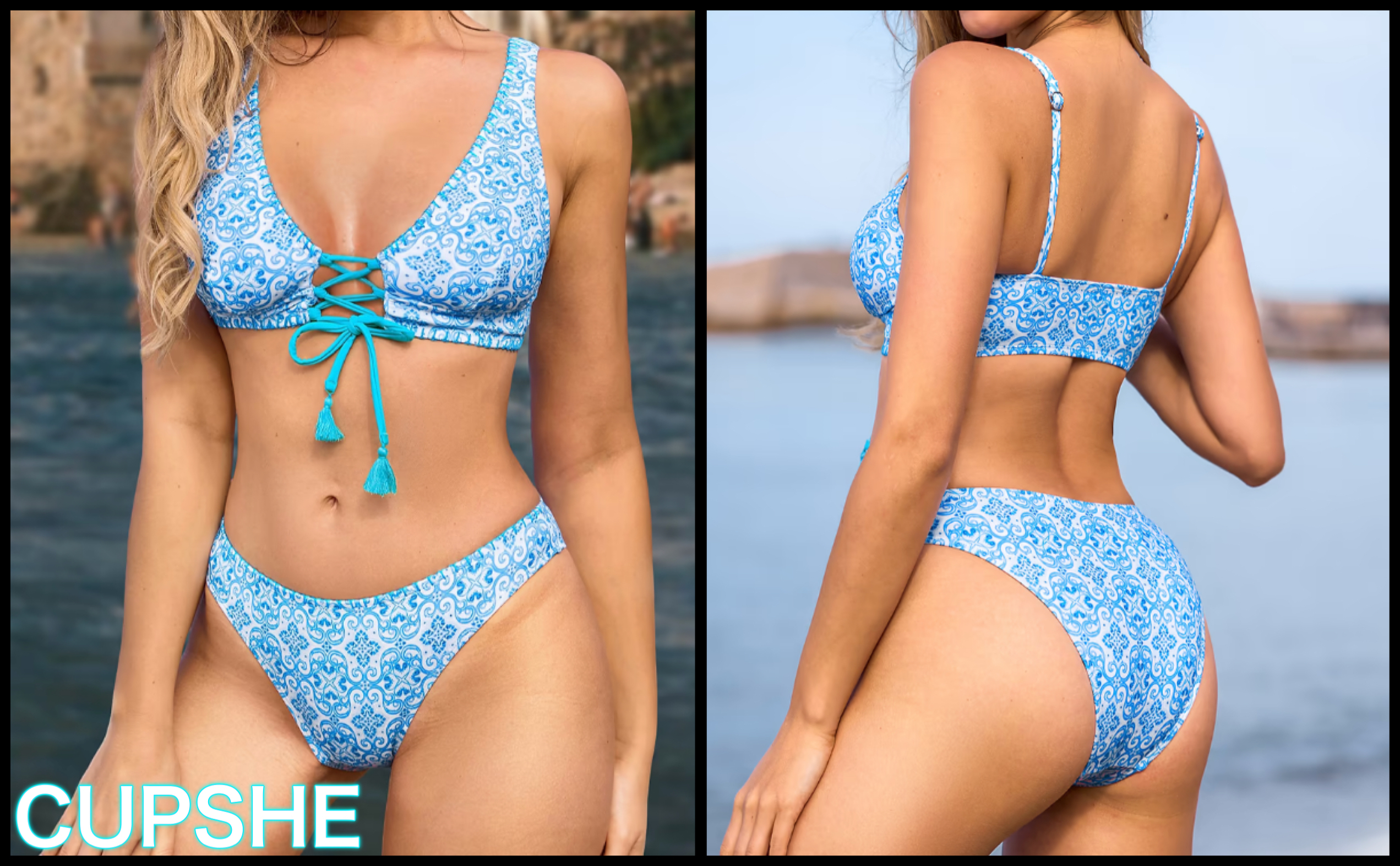 【CUPSHE】ポルトフィーノタイル Portofino Tile Ornate ビキニ