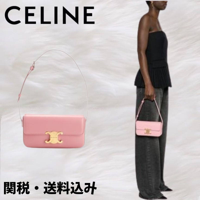 【CELINE】トリオンフ ピンクレザーショルダーバッグ ピンク