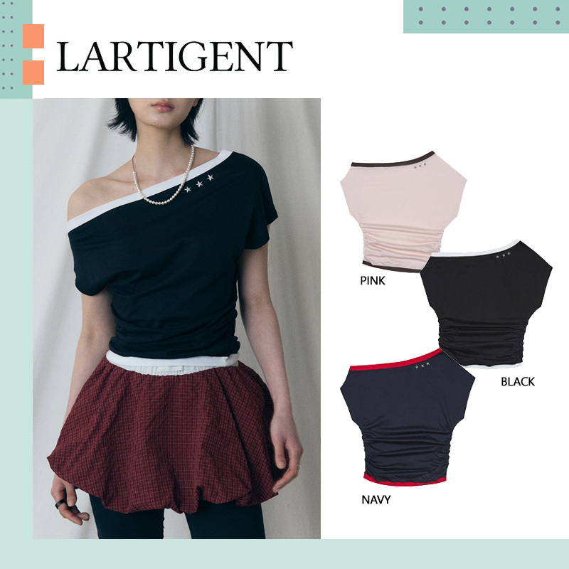 LARTIGENT ♥ L17 ONE-SHOULDER BOATNECK TOP /追跡付