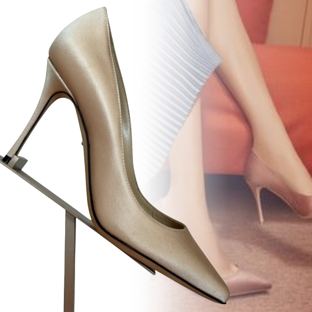 関税込 セルジオロッシ パンプス GODIVA ブライダル サテン 90mm