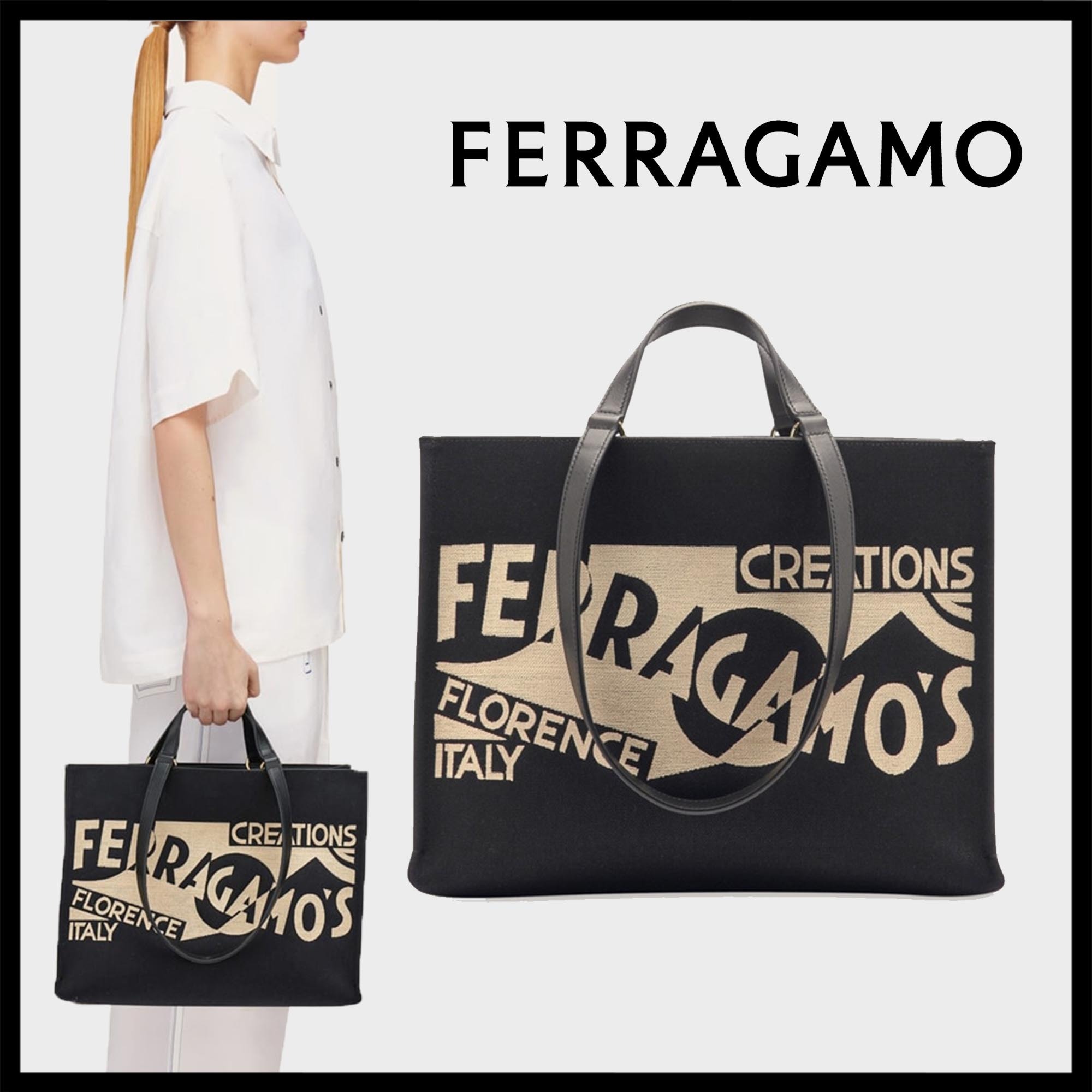FERRAGAMO直営店 ロゴ入りトートバッグ（L）