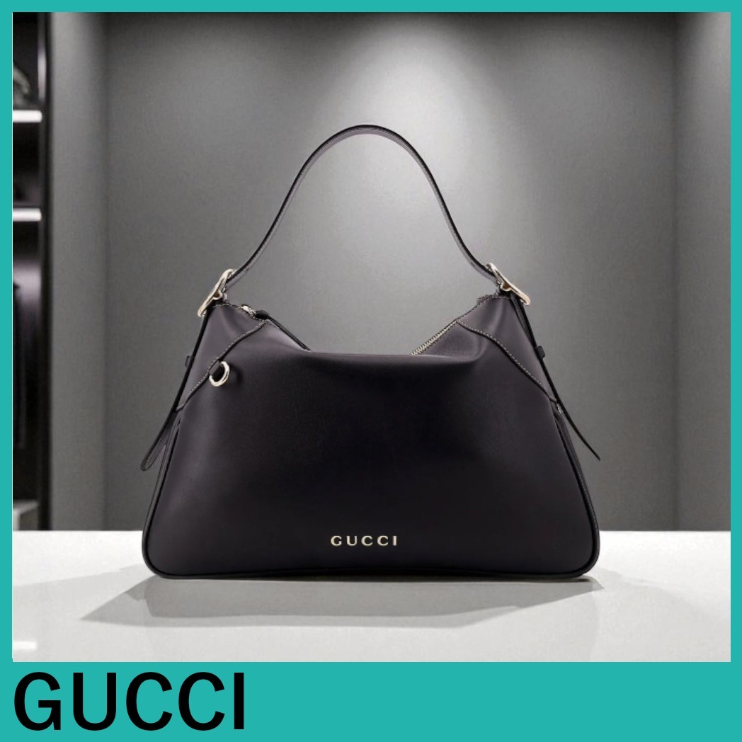 GUCCI★フロントロゴGGエンブレムレザーショルダーバッグ