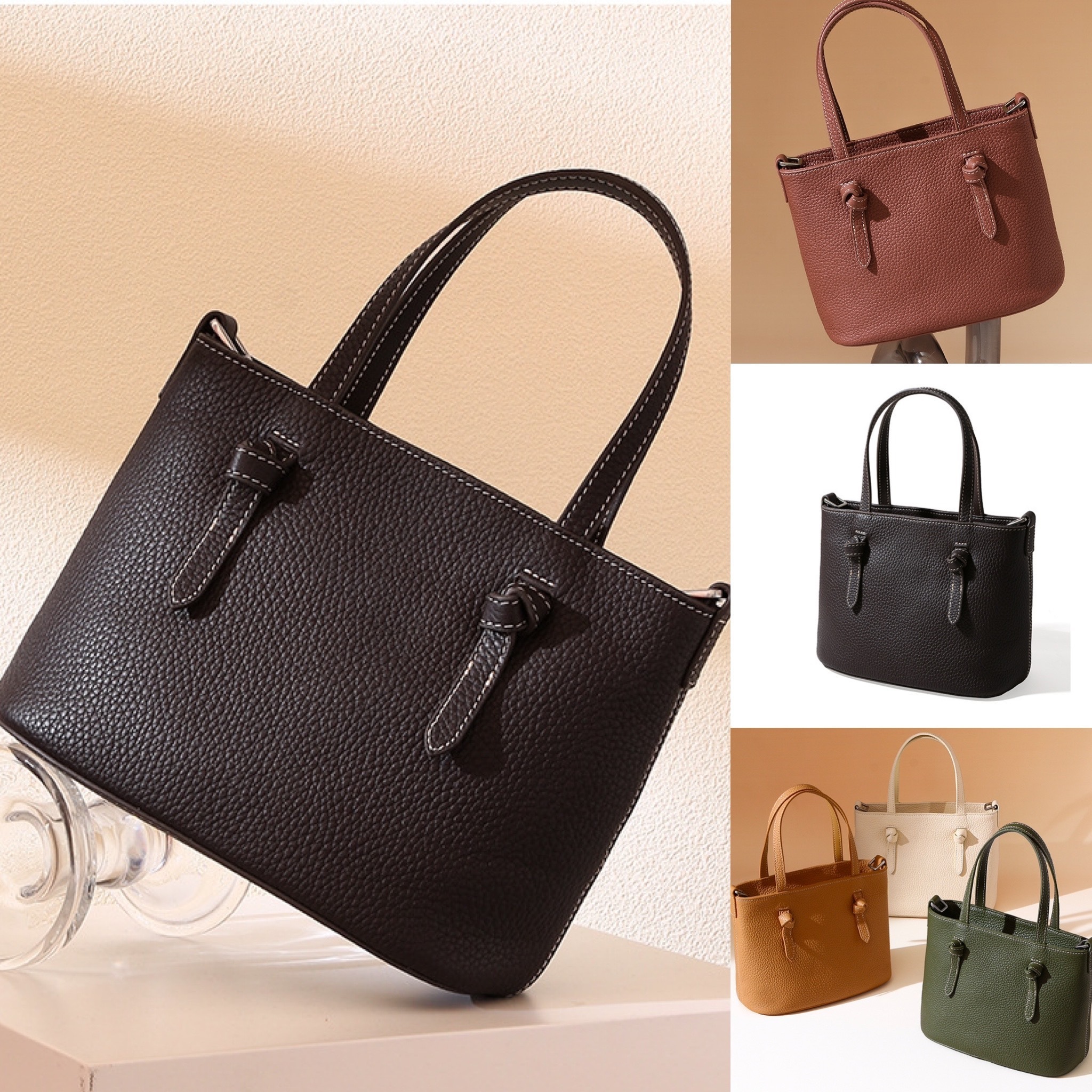 韓国デザイン 本革 レザーミニトートバッグ ショルダーBAG 牛革
