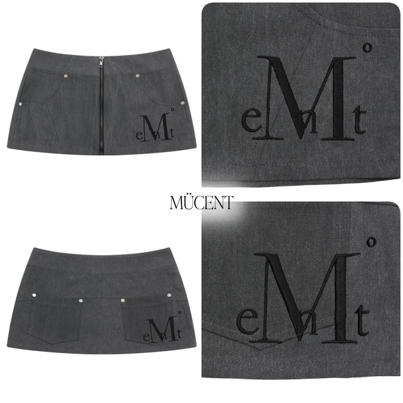 【MUCENT】KRYPT PIGMENT ZIPPER POINT MINI SKIRT★25SS★