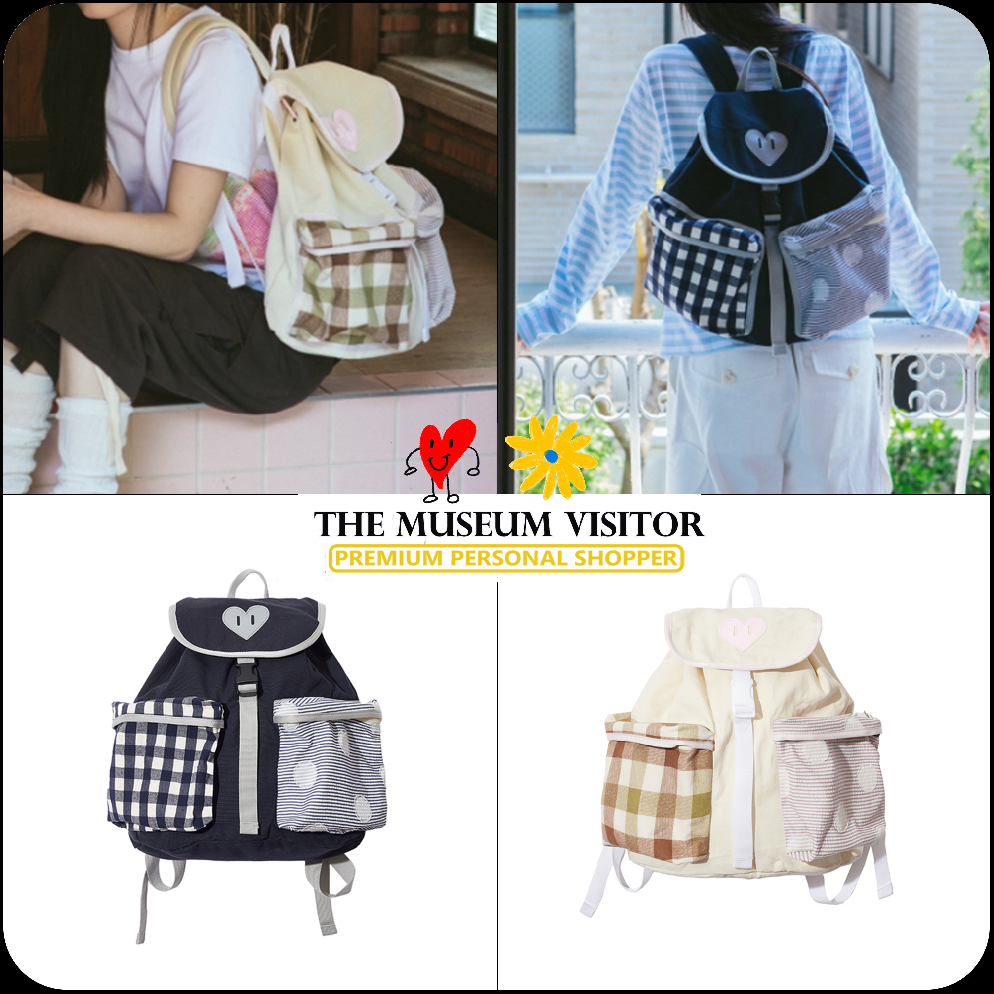 [THE MUSEUM VISITOR]★CHECK MIXED 2 POCKET BACKPACK