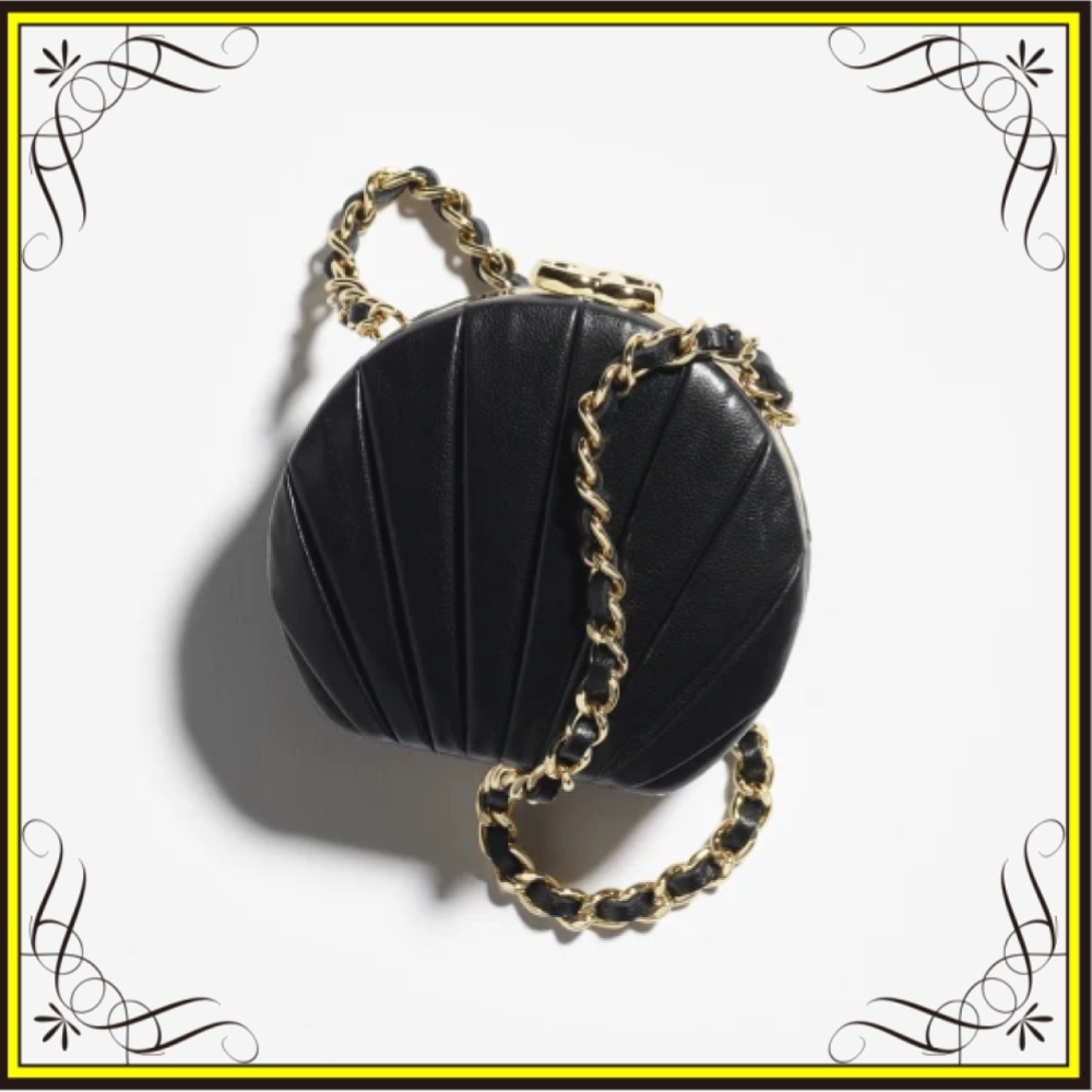 【CHANEL】シャネル チェーン クラッチ バッグ シェル型 ロゴ