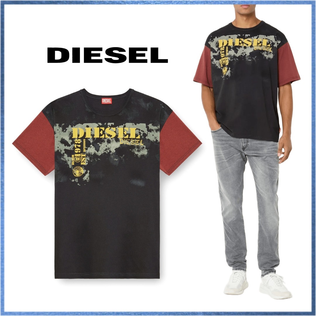 【関税 送料無料 DIESEL T-BOXT-Q4 カラーブロック Tシャツ