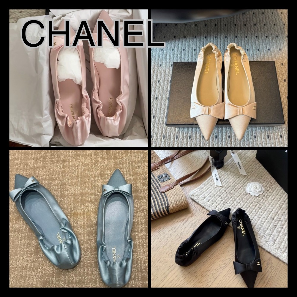 【大人可愛い】シャネル CHANEL バレエシューズ リボン付き