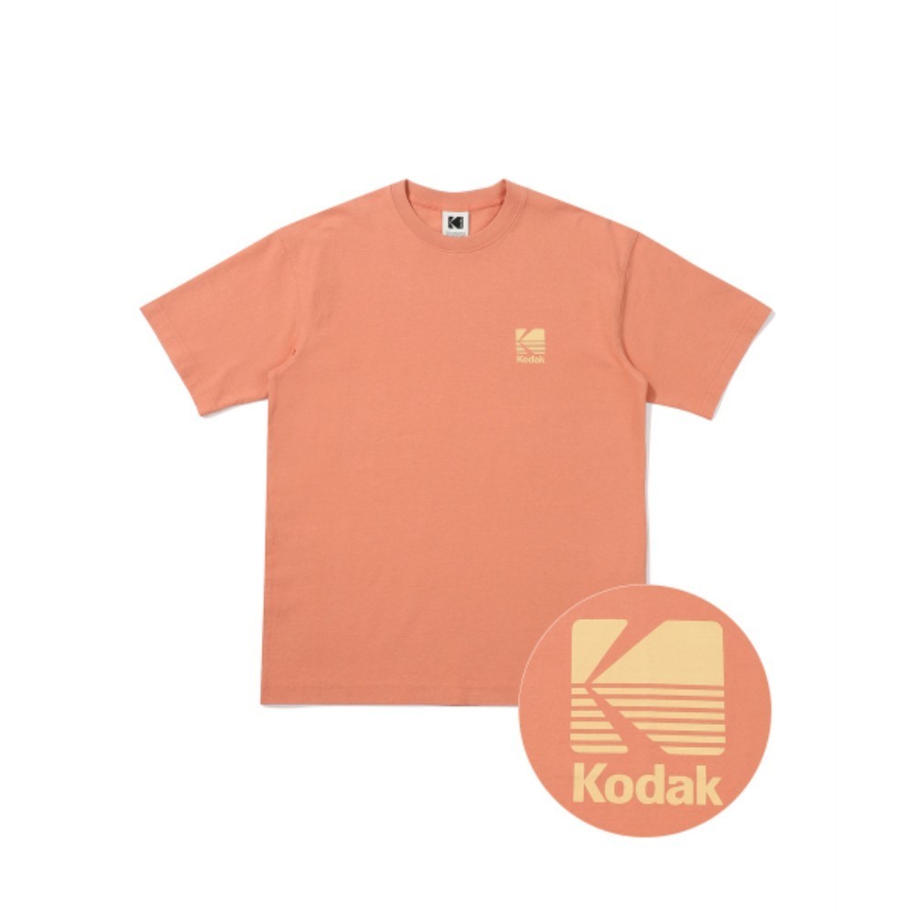 ★KODAK★ Big Logo Semi-Overfit Short Sleeve T-Shirt CORAL