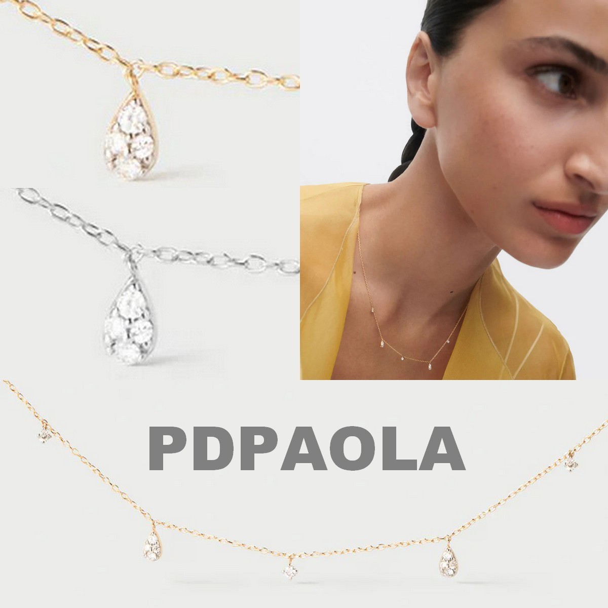 【New】PDPAOLA◆ゴールドxダイヤDROPフリンジネックレス◆全2色