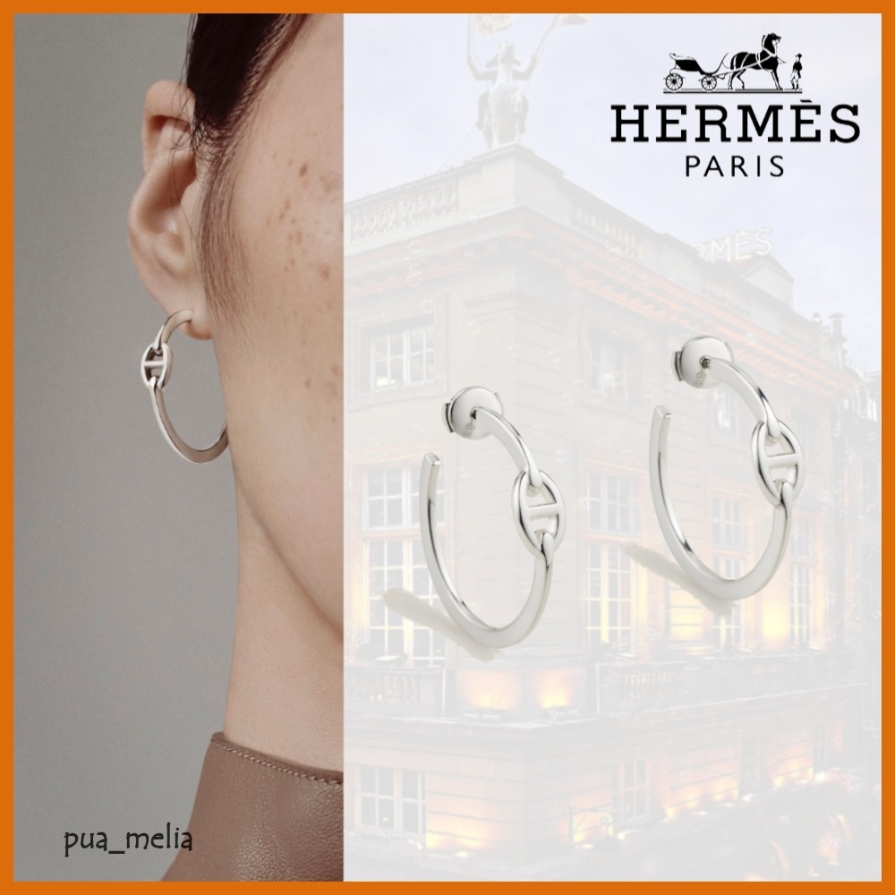 耳元を華やかに♪【HERMES】シェーヌダンクル フープ ピアス