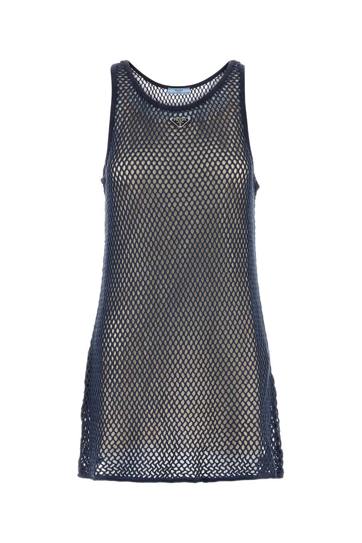 【送料&関税込】Prada Navy Blue Mesh Mini Dress