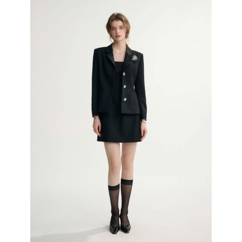 ★Since Then★ Classic pearl point mini dress black