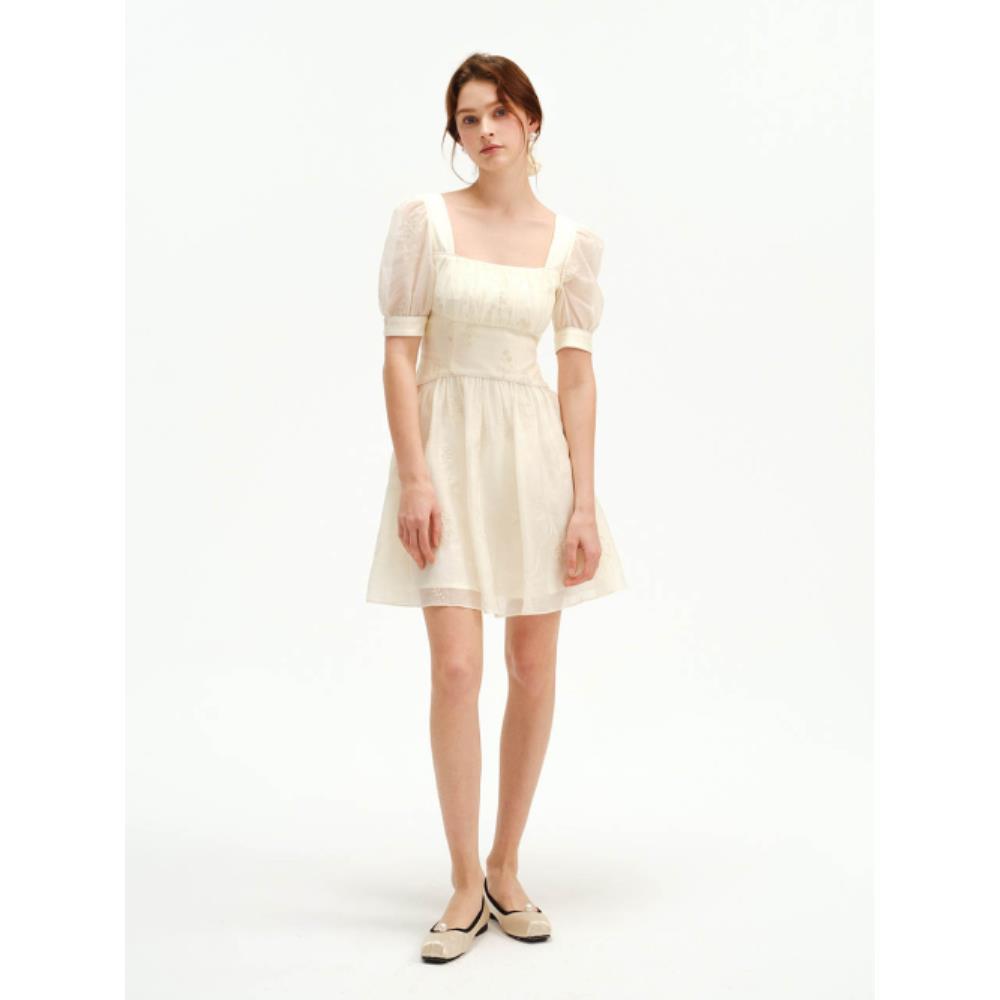★Since Then★ Square neck embroidered mini dress