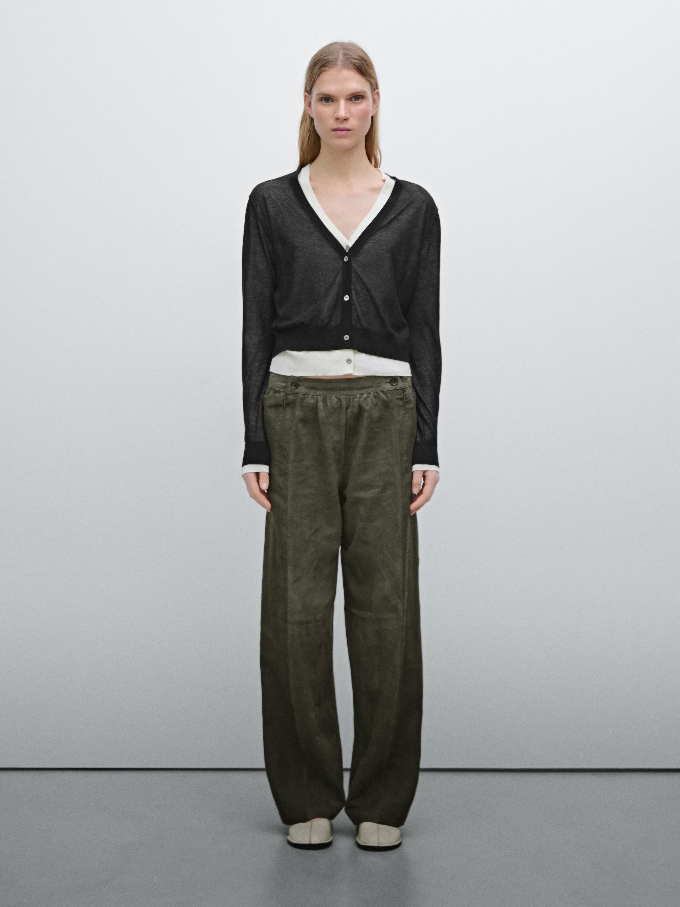★MASSIMO DUTTI★ スエード×リネン レザーパンツ
