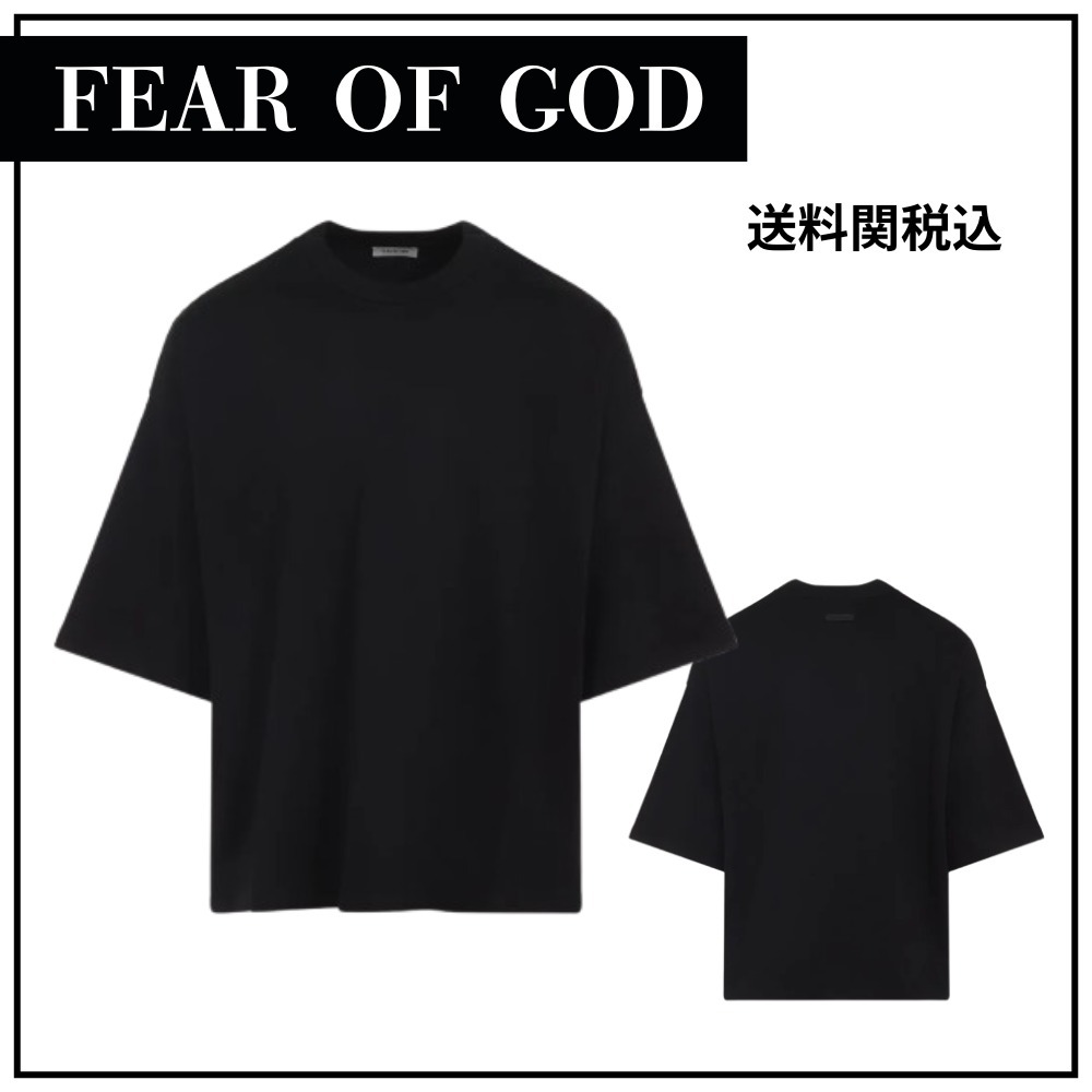★送料関税込【FEAR OF GOD】リラックスブラックコットンTシャツ