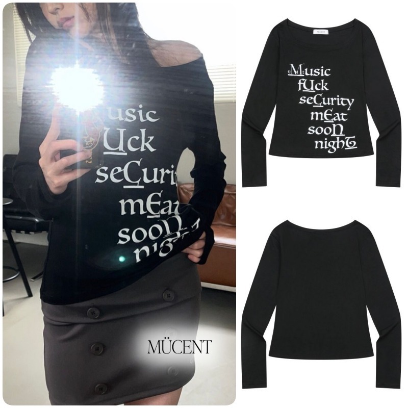 【MUCENT】TYPER LETTERING U-NECK LONG SLEEVE T★25SS★