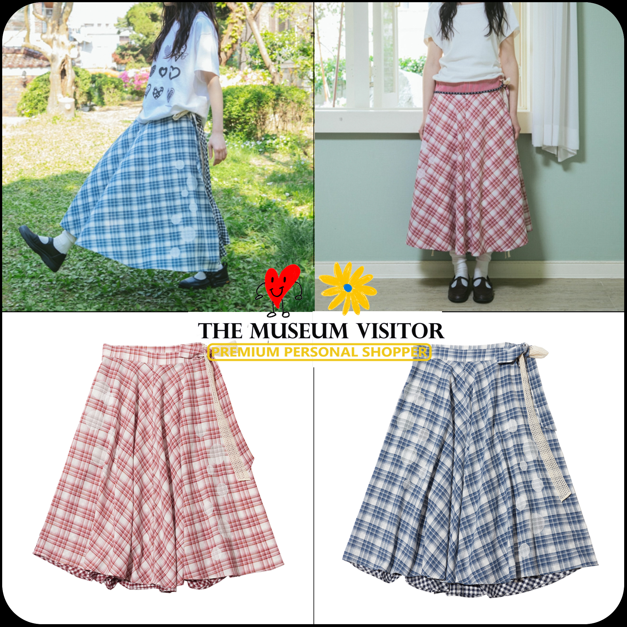 [THE MUSEUM VISITOR]★韓国人気★CHECK BUBBLE WRAP SKIRT