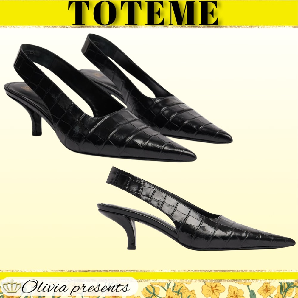 【Toteme】クラシックな50mmクロコダイルプリントスリングバック