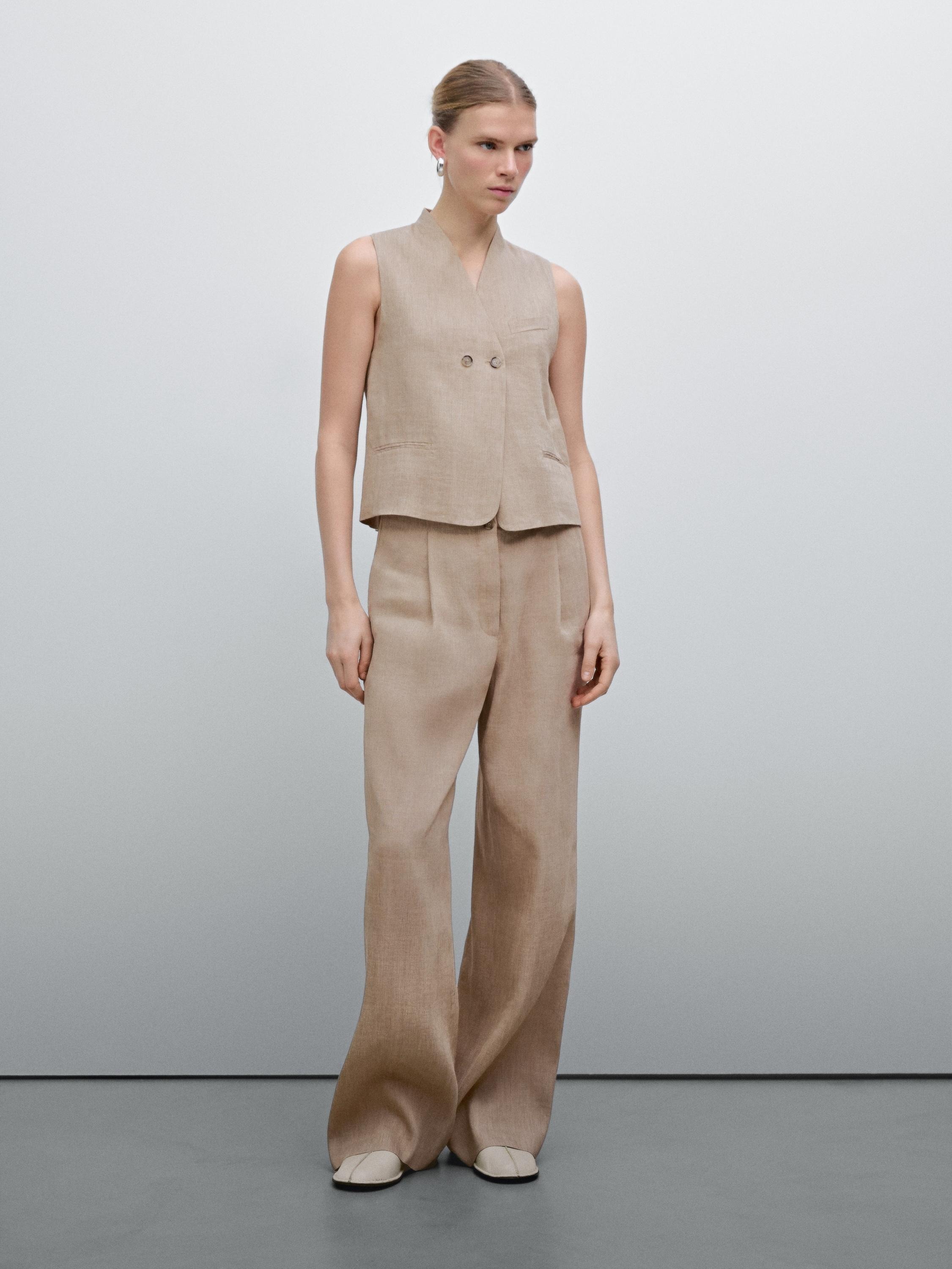 ★MASSIMO DUTTI★ リネンブレンド スーツパンツ クリーム