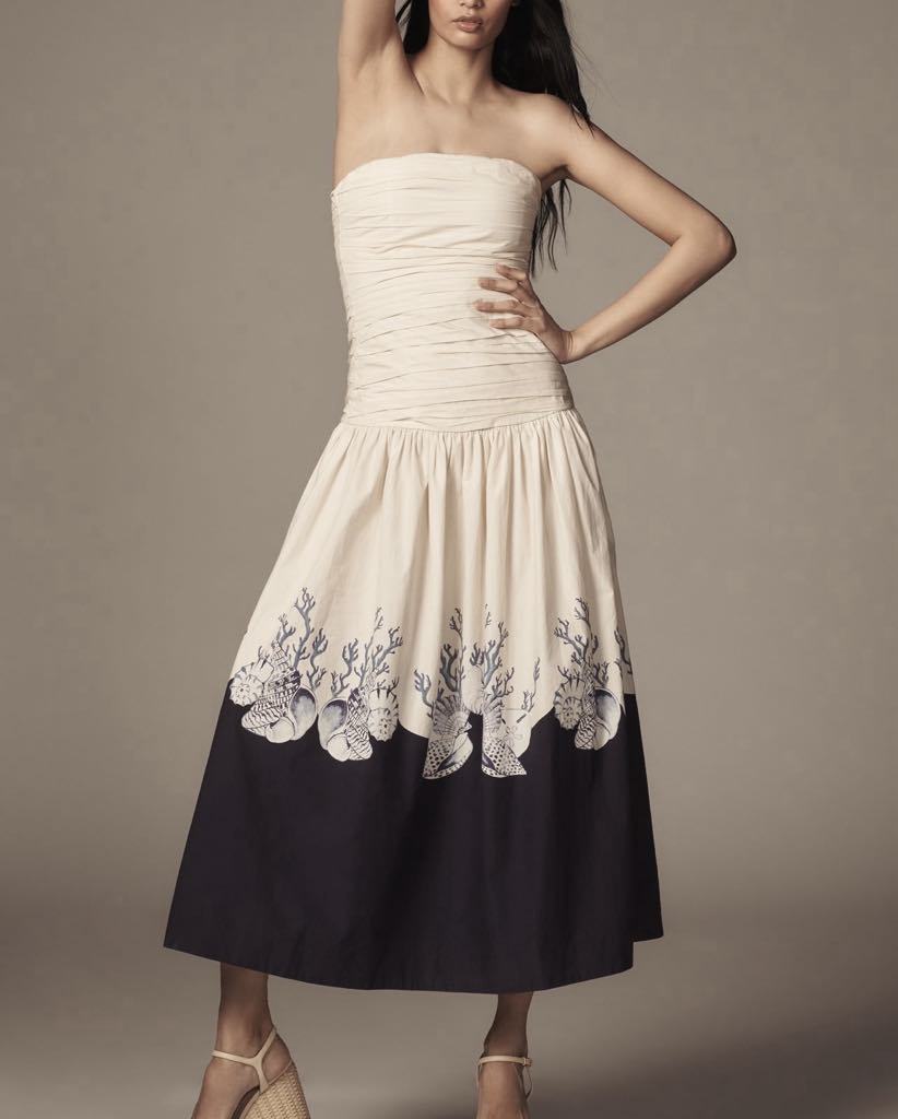 Carolina K ★ Malla Strapless Drop-Waist Midi Dress