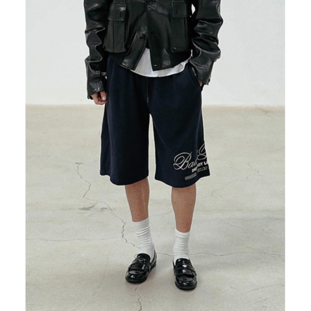 ★BADBLOOD★ Classic Logo Bermuda Pants Navy w-srt24-069