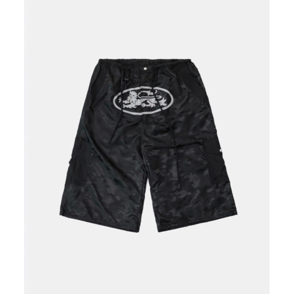 ★BADBLOOD★ Mystic Nylon Reflective Bermuda Cargo Pants Bla