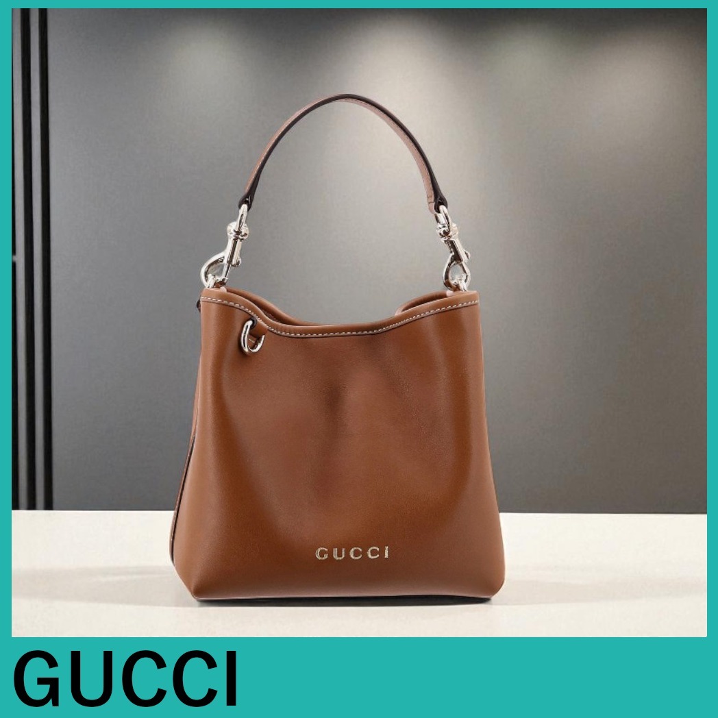 GUCCI★GGエンブレムレザーバケットバッグ