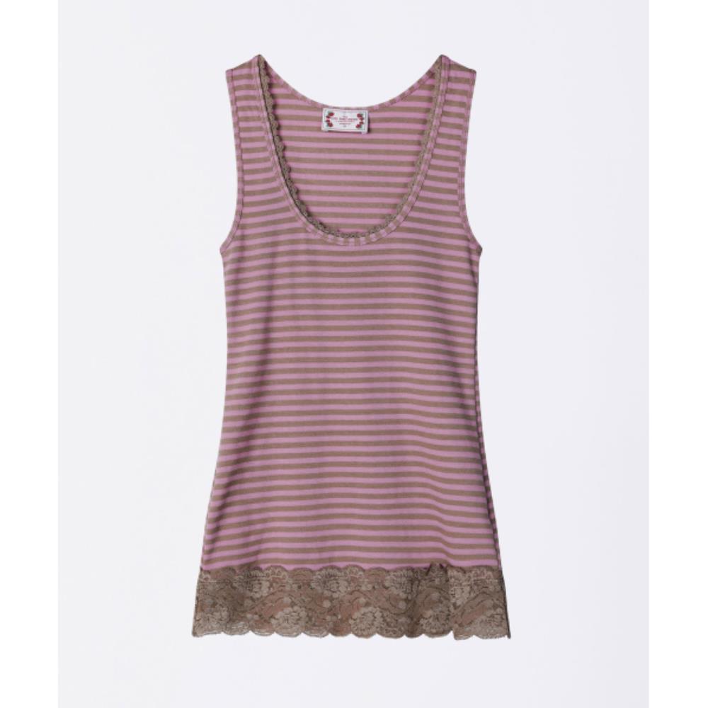 ★SCULPTOR★ Lace Trimming Tank Top PinkBrown SC25S288PK