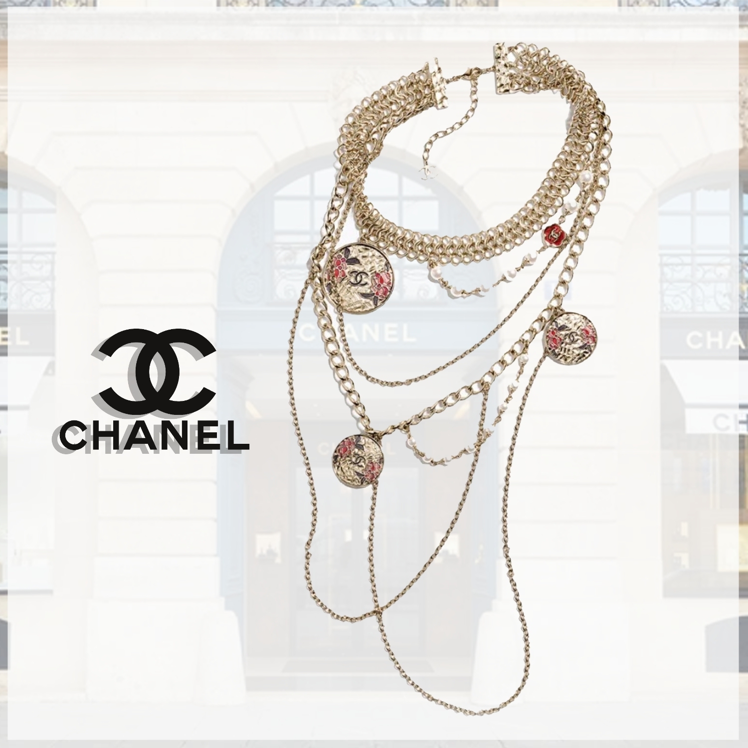 クラシカルな美しさ♪【 CHANEL 】メタル & レジン ネックレス