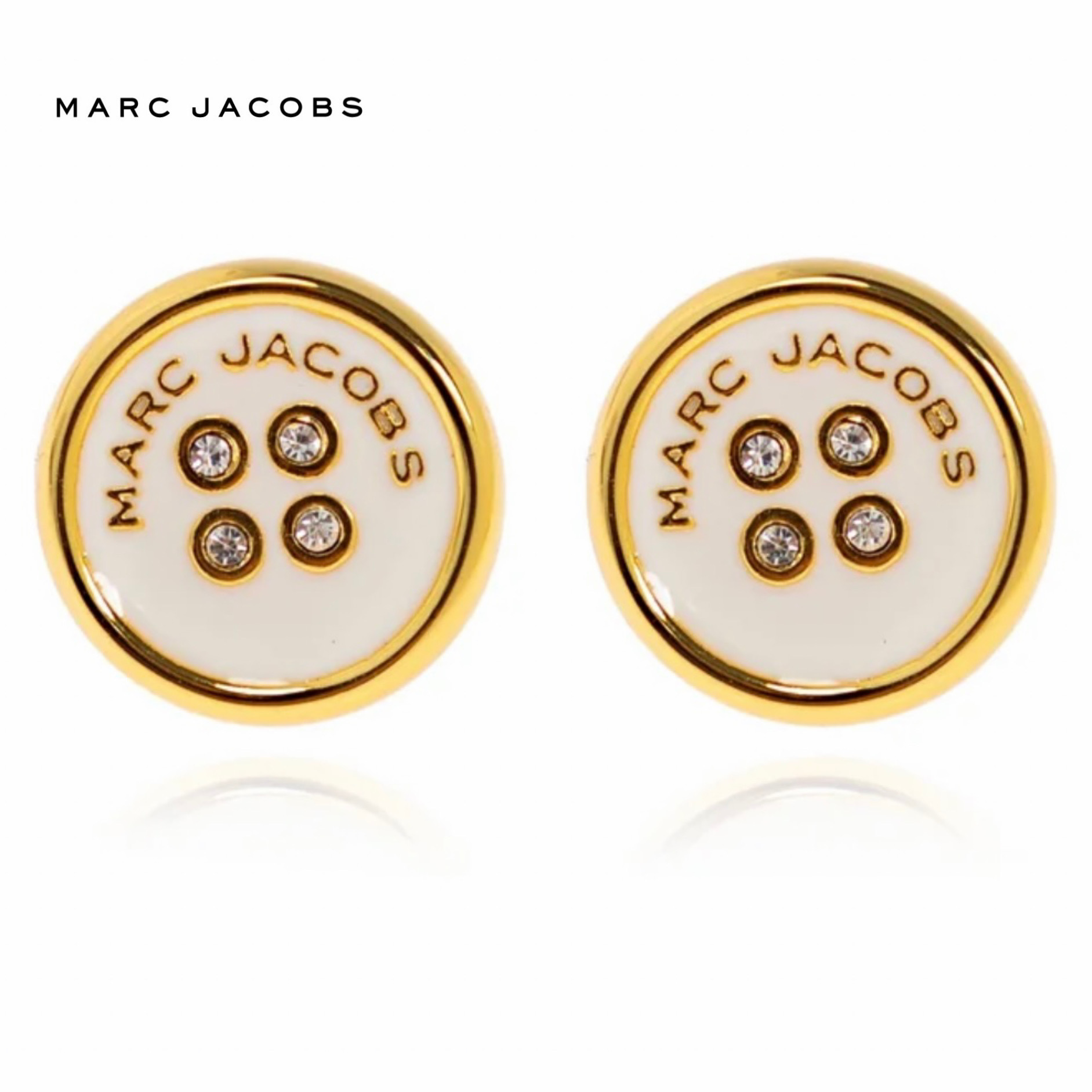Marc Jacobs ロゴ ボタン スタッド ゴールド ピアス/送料関税込