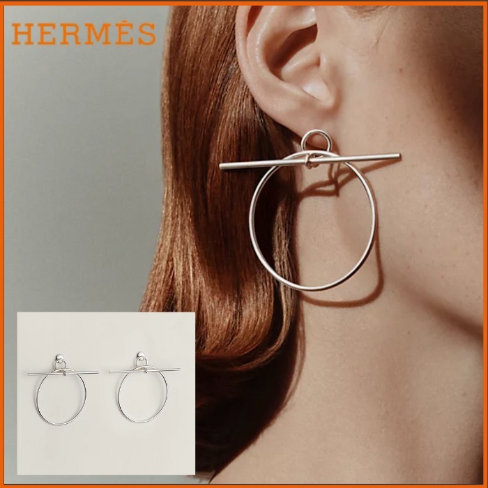 【大人気】Hermes ピアス ループ MM シルバー