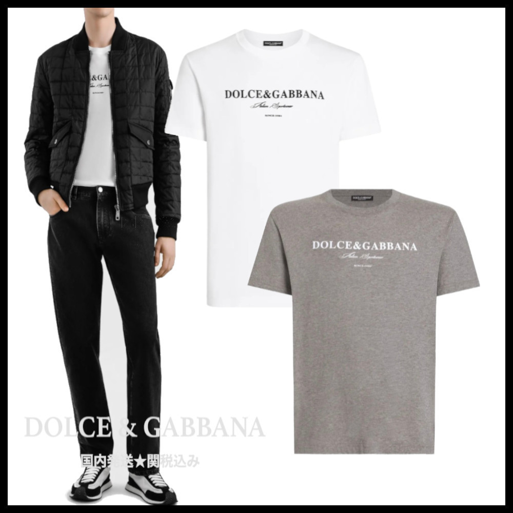 関税込み【DOLCE&GABBANA】ロゴ プリント コットン Tシャツ