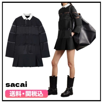★sacai★グレイン・ド・プードル サテン ミニドレス