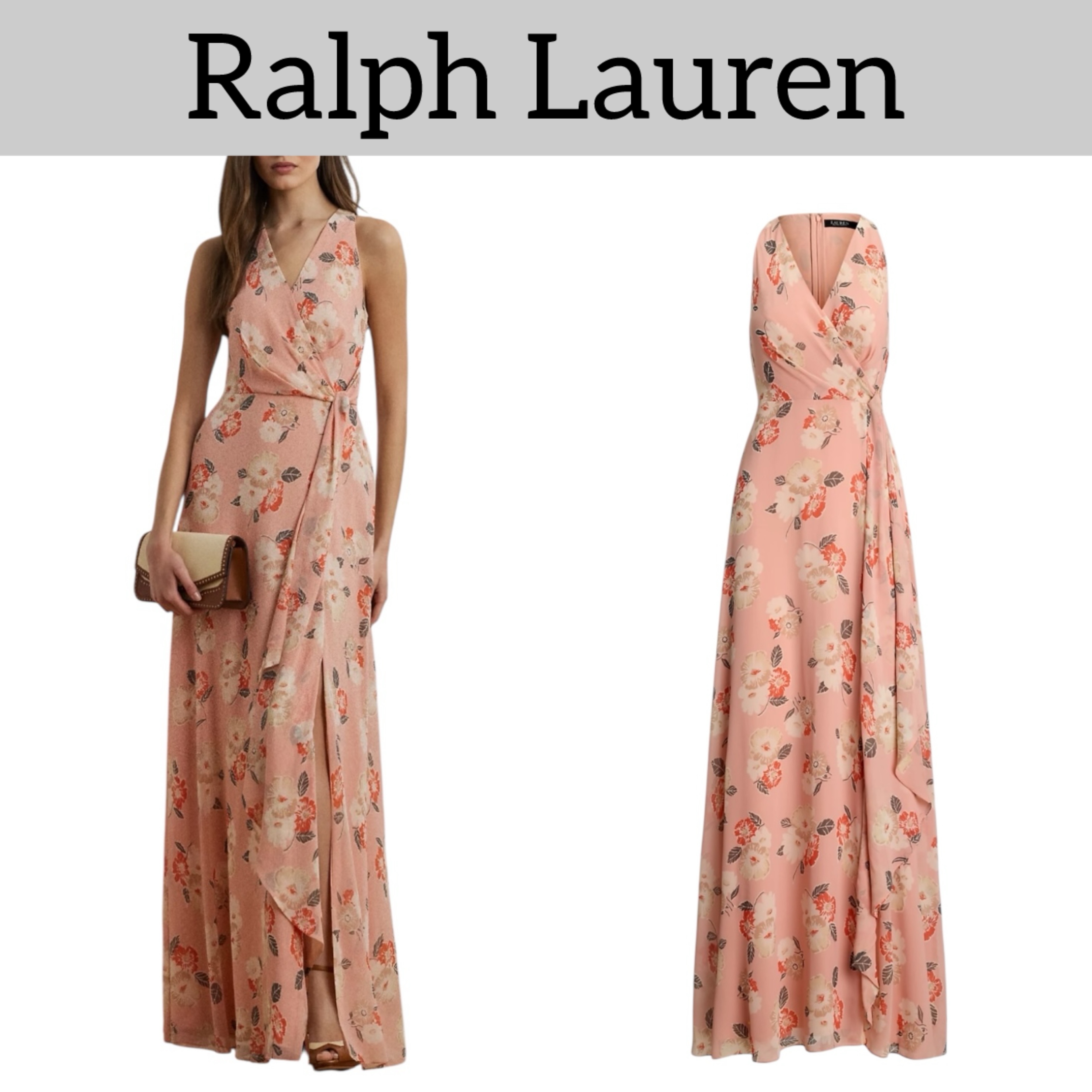 フェミニン♪Ralph Lauren★フローラルフリルトリムガウンドレス