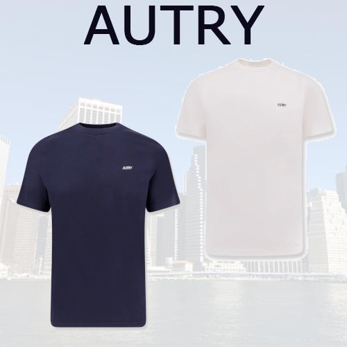 AUTRY オートリ― メンズ コットンTシャツ ロゴ クルーネック