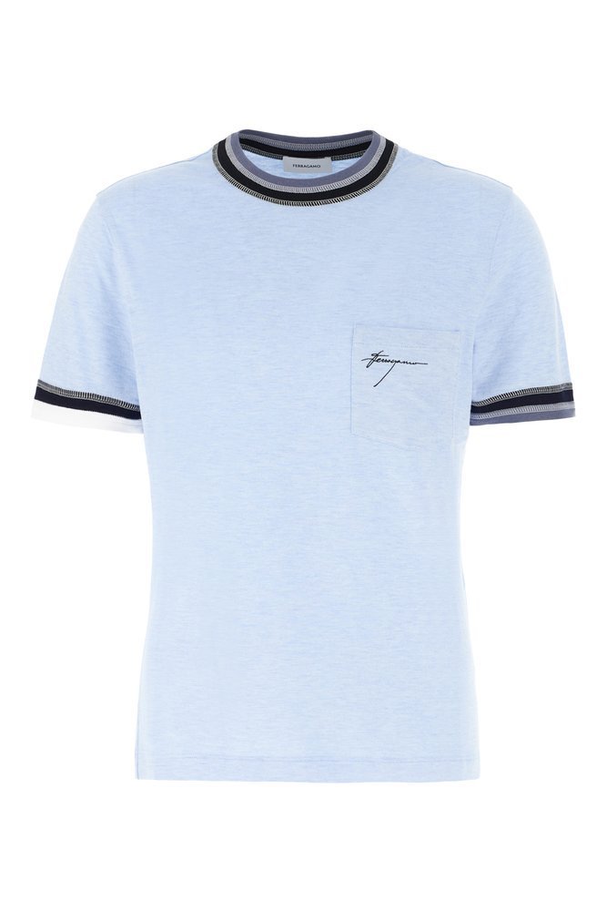 SALVATORE FERRAGAMO ロコ刺繍カラフロックトリムTシャツ