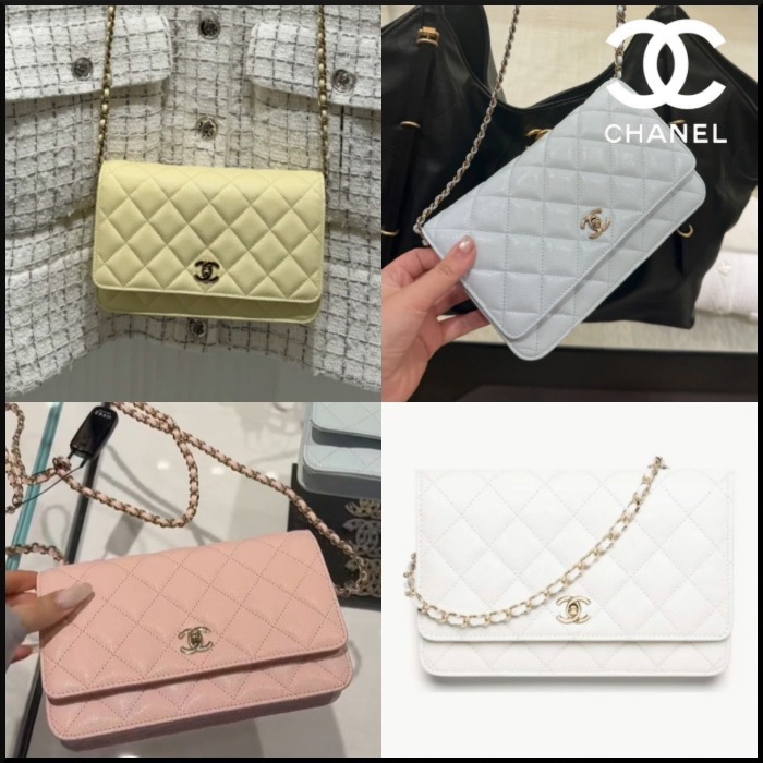 【淡いカラーが魅力的☆】CHANEL チェーンウォレット