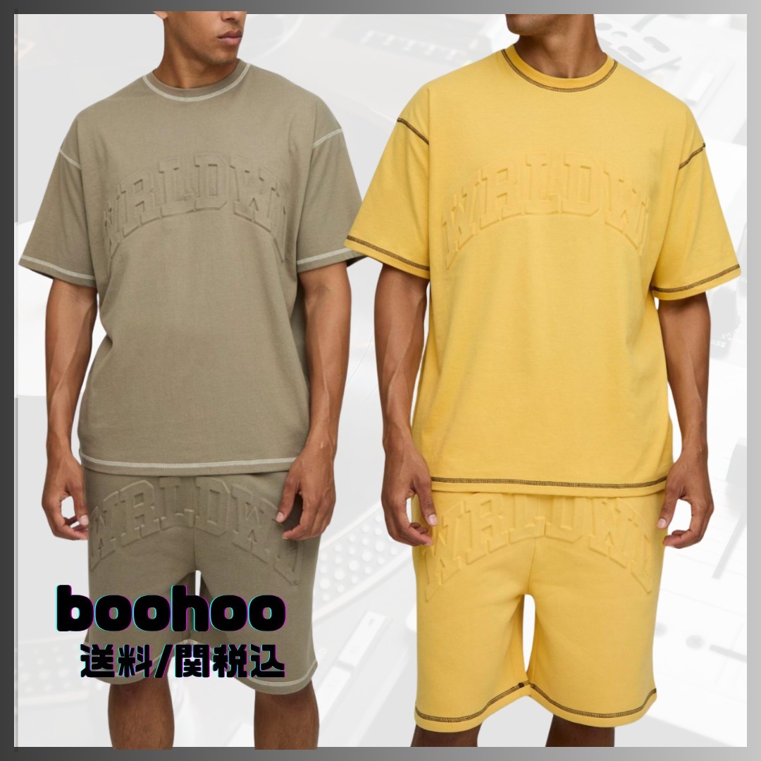 【boohoo】エンボス ステッチ Tシャツ & ショート セットアップ