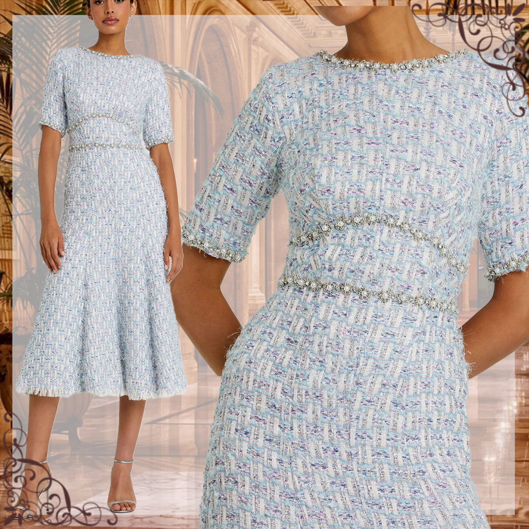 送料関税込■Mac Duggal■半袖■ミディドレス■